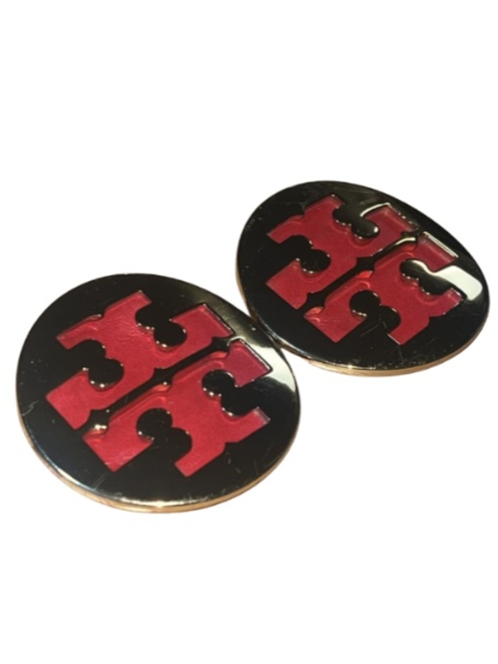 Tory Burch Gold Tone & Red Leather Logo Medallions -Replacements
